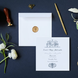 Invitación a la boda azul Marie Antoinette Rococo