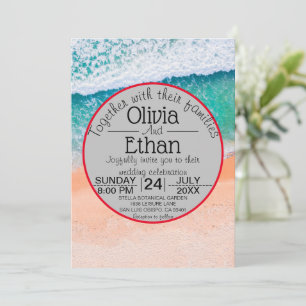 Invitación a la boda azul marina en la playa