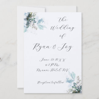 Invitación a la boda azul más ligera