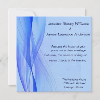 Invitación a la boda azul moderna