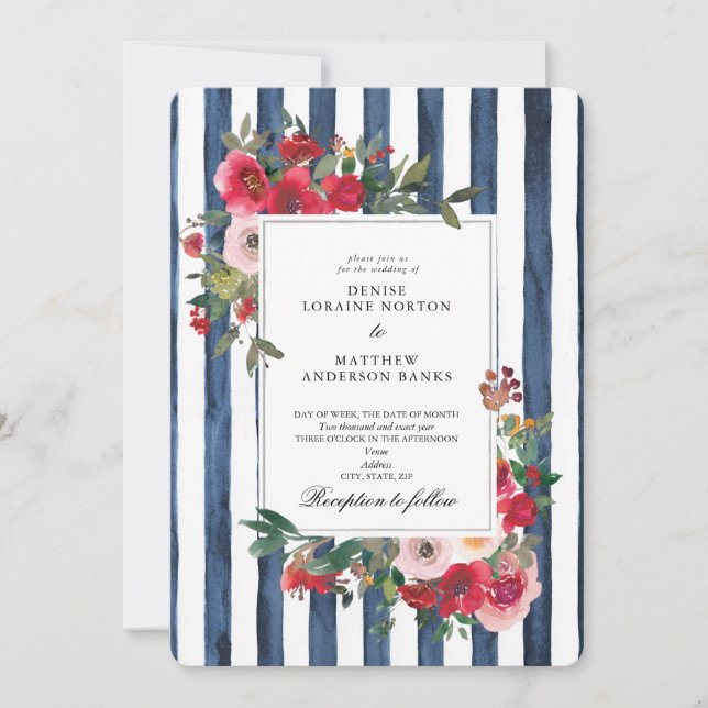 Invitación a la Boda Azul Noche Polar (Anverso)