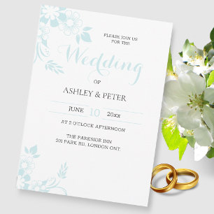 Invitación a la Boda Azul Pálido Floral