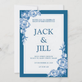 Invitación a la Boda Azul Profunda Clásica
