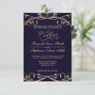 Invitación a la boda azul real