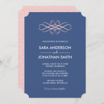Invitación a la boda azul rosa claro y oscuro