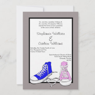 Invitación a la boda azul/rosa de los zapatos