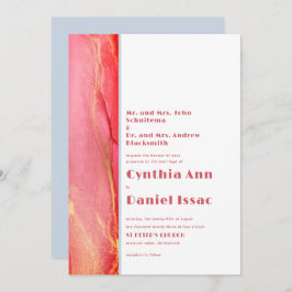 Invitación a la Boda Azul Rosa Pastel Moderno
