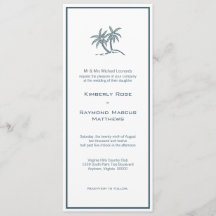 Invitación a la Boda Azul Tropical de Palmeras Gem