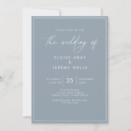 Invitación a la boda azul turbia