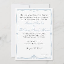 Invitación a la boda azul turbia