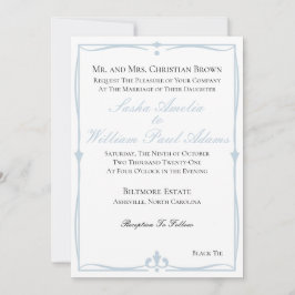 Invitación a la boda azul turbia