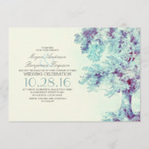 Invitación a la boda azul turbia del árbol