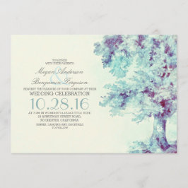 Invitación a la boda azul turbia del árbol