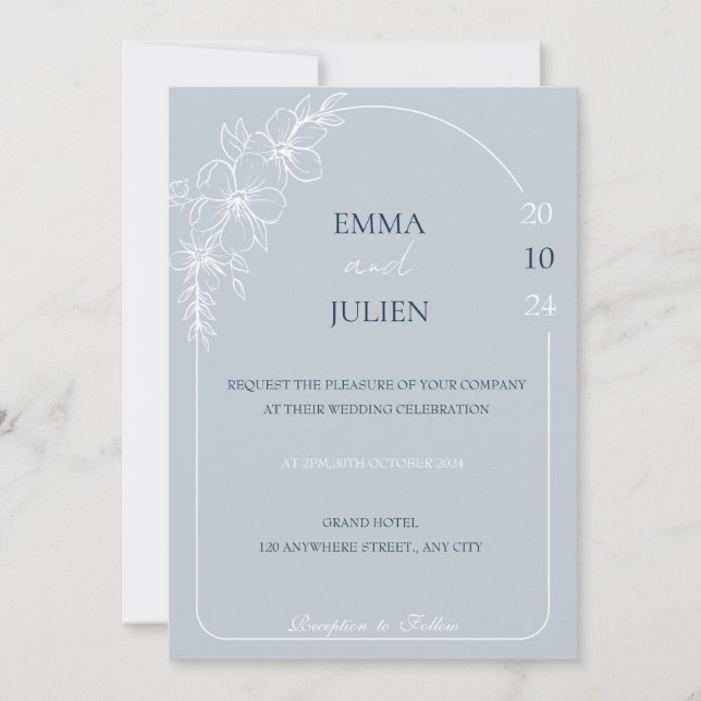 Invitación a la boda azul turquesa floral (Anverso)
