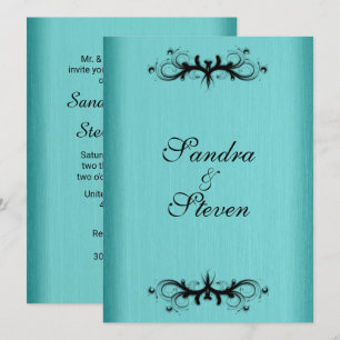Invitación a la boda azul verde azulada