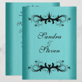 Invitación a la boda azul verde azulada