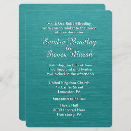 Invitación a la boda azul verde azulada