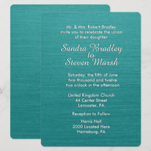 Invitación a la boda azul verde azulada