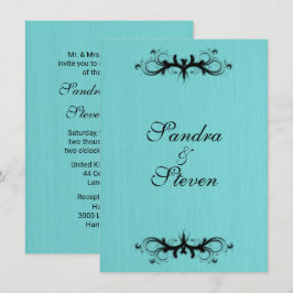 Invitación a la boda azul verde azulada