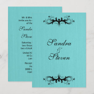 Invitación a la boda azul verde azulada