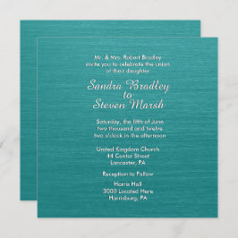 Invitación a la boda azul verde azulada