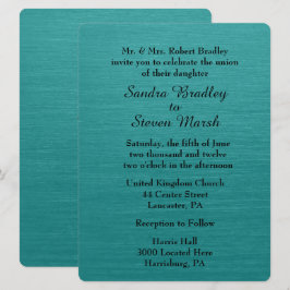 Invitación a la boda azul verde azulada