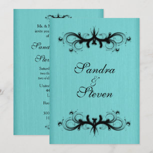 Invitación a la boda azul verde azulada 5" x 7"