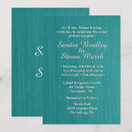 Invitación a la boda azul verde azulada 5" x 7"