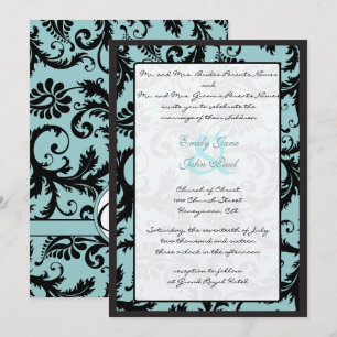 Invitación a la Boda Azul Verde azulada de Damasco