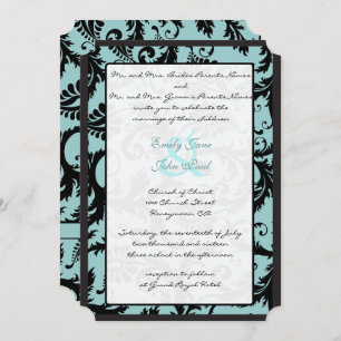 Invitación a la Boda Azul Verde azulada de Damasco