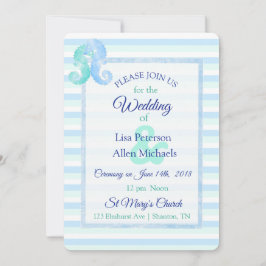 Invitación a la Boda Azul Verde para caballitos ma