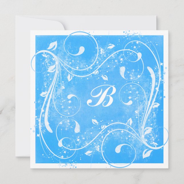 Invitación a la boda azul y blanca (Anverso)