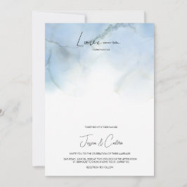 Invitación a la boda azul y blanca cristiana