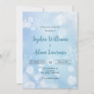 Invitación a la boda azul y blanca de invierno