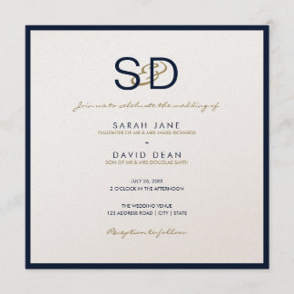 Invitación a la boda azul y blanca de la marina mo