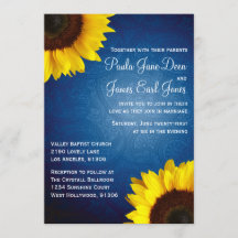Invitación a la boda azul y girasol real