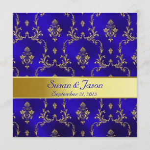 Invitación a la boda: azul y oro