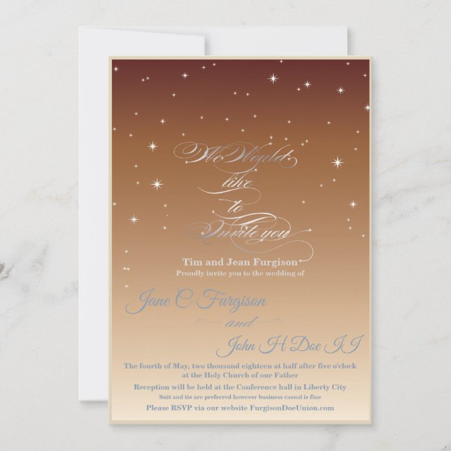 Invitación a la boda bajo el atardecer de las estr (Anverso)