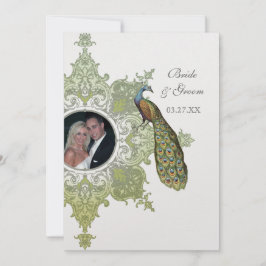 Invitación a la boda barroca de pavo real - Olive 