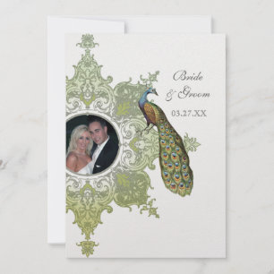 Invitación a la boda barroca de pavo real - Olive