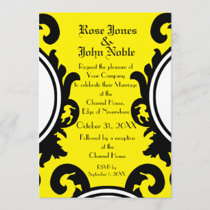 Invitación a la boda barroca negra (amarilla)