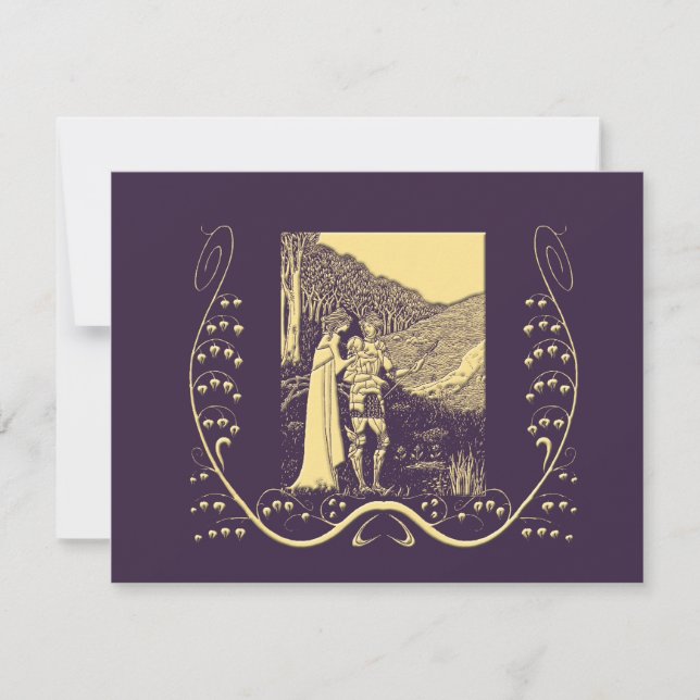 Invitación a la boda Beardsley Nouveau Knight y La (Anverso)
