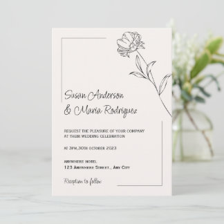 Invitación a la boda beige elegante