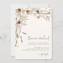 Invitación a la boda Beige-flor silvestre acuarela