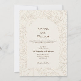 Invitación a la boda beige marrón moderna y elegan