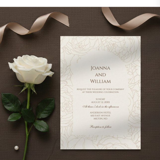 Invitación a la boda beige marrón moderna y elegan (Subido por el creador)