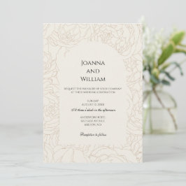 Invitación a la boda beige marrón moderna y elegan