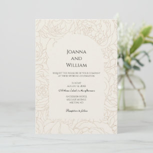 Invitación a la boda beige marrón moderna y elegan