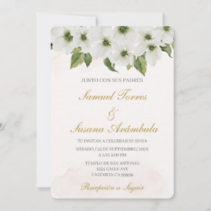 Invitación a la boda Beige-verde española
