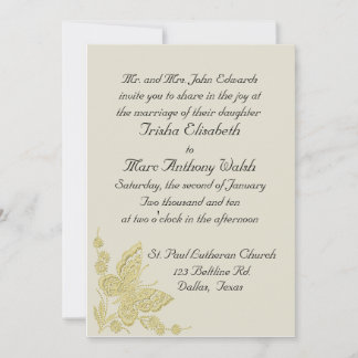 Invitación a la boda beige y amarilla